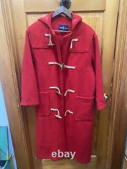 Womens vintage ralph lauren red wool hooded toggle duffle coat