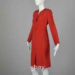 XL Red Dress 1980s Sexy Red Business Date Night Shift Faux Button Front 80s VTG