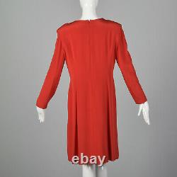 XL Red Dress 1980s Sexy Red Business Date Night Shift Faux Button Front 80s VTG
