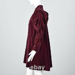 XS 1940s Burgundy Velvet Coat Mutton Sleeves Evening Wear Long Sleeves 40s VTG