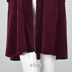XS 1940s Burgundy Velvet Coat Mutton Sleeves Evening Wear Long Sleeves 40s VTG