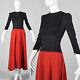 Xs 1940s Color Block Evening Dress Red Maxi Skirt Formal Cocktail Party 40s Vtg