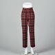 Xs 1970s Pendleton Wool Plaid Pants Vintage Red Flat Front Lined Tapered Leg