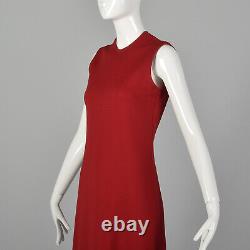 XS 1970s Red Maxi Dress Sexy Side Slits Autumn Winter Medium Weight 70s VTG