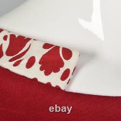 XXS 1950s Red Cotton Shirt Sleeveless Vintage Floral Collar Button Back Top