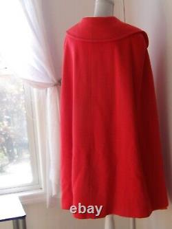 Youthcraft Red Vintage Wool One Size Collared Cape with Metal Buttons Union Made