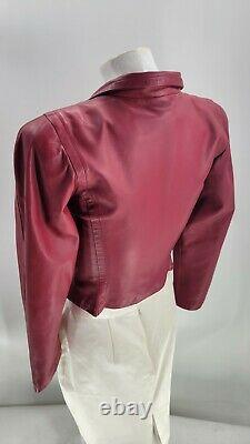 Yves Saint Laurent YSL Womens 1970s Vintage Red Lambskin Button Jacket 36