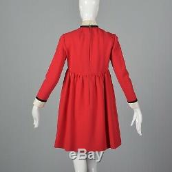 1960 Geoffrey Beene Rouge Laine Mini Robe Smoking Courte À Manches Longues Baby Doll Vtg