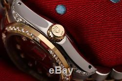 26mm Rolex Datejust Diamant Rouge Vignette Or Jaune 18 Carats Et Ss Montre