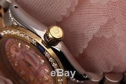 26mm Rolex Datejust Rose Métallisé Cordes Vintage Avec Cadran Saphir Et Diamant
