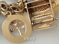 4 Vintage 14k-18k Gold Charms Rubies Perle + Bracelet De Charme De Remplissage D'or