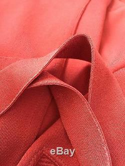90s Rare Vintage Alaia Rouge Vermillon Rayon Cross-retour Robe S / M