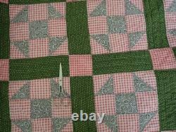Antique C1880 Red & Green Shoofly Pa Quilt 85x71 Great Design