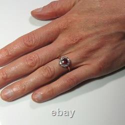 Antique VIVID Natural Non Chauffé Red Ruby Diamond Fiançailles Anneau Victorian 18k