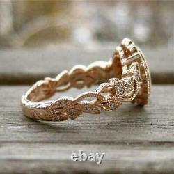 Art Déco Ovale Cut Diamond Engagement Mariage Vintage Antique 925 Argent Gif Ring