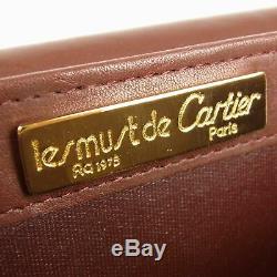 Auth Cartier Doit Vintage Logos Bandoulière En Cuir Sac À Bandoulière F / S 13867b