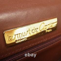 Auth Cartier Vintage Must Logo Leather Tote Hand Clutch Bag 4p Set 17506bkac