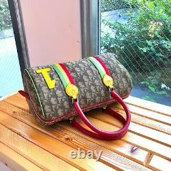 Auth Christian Dior Trotter Boston Hand Bag Pvc Rasta Color Vintage From Japan
