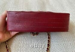 Authentic Vintage Chanel Dark Red Lambskin Cuir Flap 24k Gold Hw Chaîne Sac