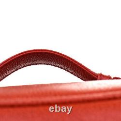 Authentique Chanel CC Logo Vanity Hand Bag Caviar Leather Red Vintage 77md239