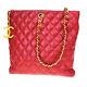 Authentique Chanel Cc Quilted Chain Shoulder Bag Leather Red Italy Vintage 28la849