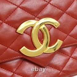 Authentique Chanel Matelassé CC Single Chain Sac À Bandoulière Cuir Rouge Vintage A39438