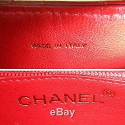 Authentique Chanel Rouge Matelassée Vintage Tassel Caméra Lambskin Sac Bandoulière