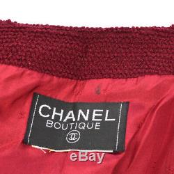 Authentique Chanel Vintage CC Logos Bouton Veste À Manches Longues Bordeaux Ak34098f