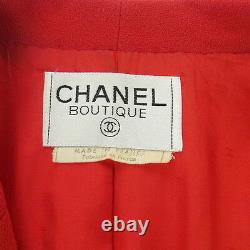 Authentique Chanel Vintage CC Logos Bouton Veste À Manches Longues Rouge Y02153b
