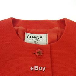 Authentique Chanel Vintage CC Logos Bouton Veste À Manches Longues Rouge Y02323e