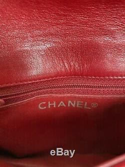 Authentique Chanel Vintage Sac De Taille Matelassée En Peau D'agneau Rouge