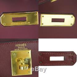 Authentique Hermes Kelly 28 Sac À Main En Cuir Veau Rouge Boîte X Vintage 892r216