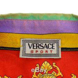 Authentique Versace Vintage Manches Longues Tops Manches Tops Soie Orange # 38 Ak31946
