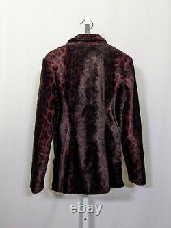 Betsey Johnson Vintage 90s Red Leopard Faux Fur Jacket Medium Made In USA Nyc