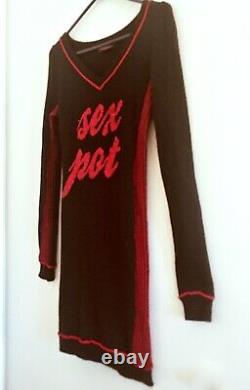 Betsey Johnson Vintage Sex Pot Sweater Robe Noir Rouge Taille M Manches Longues