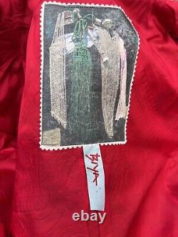 Biya Johnny Était En Soie Brodé Veste Vintage Géométrique Rouge XL