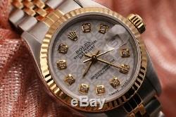 Blanc Rolex Logo 26mm Datejust En Or 18 Carats Et Diamants Ss Cannelée Jubilee Ladies Watch