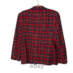 Blazer en laine vintage pour femme Pendleton rouge à carreaux tartan taille 14 avec deux boutons
