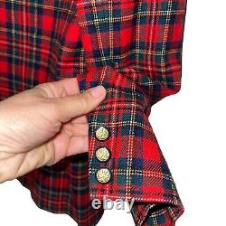 Blazer en laine vintage pour femme Pendleton rouge à carreaux tartan taille 14 avec deux boutons