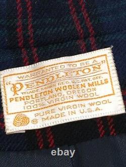 Blazer vintage en laine vierge 100% Pendleton pour femme à carreaux tartan bleu/rouge/violet