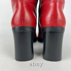 Bottes Tommy Hilfiger pour femmes vintage à bout carré rouge, style année 2000 (Y2K) des années 90, taille 9.5.