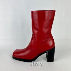 Bottes Tommy Hilfiger pour femmes vintage à bout carré rouge, style année 2000 (Y2K) des années 90, taille 9.5.