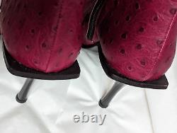 Bottes de cuir d'autruche rouges rares Vintage Versace Jeans Couture taille 37, hauteur genou.