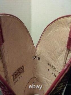 Bottes western vintage pour femmes en peau de serpent rouge Hondo, taille 5,5 B, talon O'Sullivans