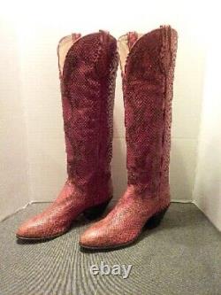 Bottes western vintage pour femmes en peau de serpent rouge Hondo, taille 5,5 B, talon O'Sullivans
