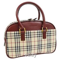 Burberry Check Hand Bag Sac À Main Sac Beige Red Canvas Leather Vintage 35235