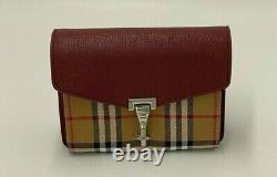 Burberry Vintage Check And Leather Crossbody Bag Rouge, Nouveau, Authentique