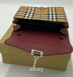 Burberry Vintage Check And Leather Crossbody Bag Rouge, Nouveau, Authentique