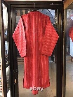 Caftan rouge turkmène vintage, veste de cérémonie faite à la main, vêtement historique en robe