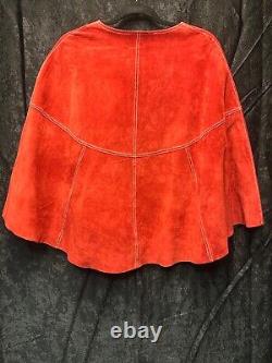 Cape en daim rouge vintage Margaret Godfrey taille S